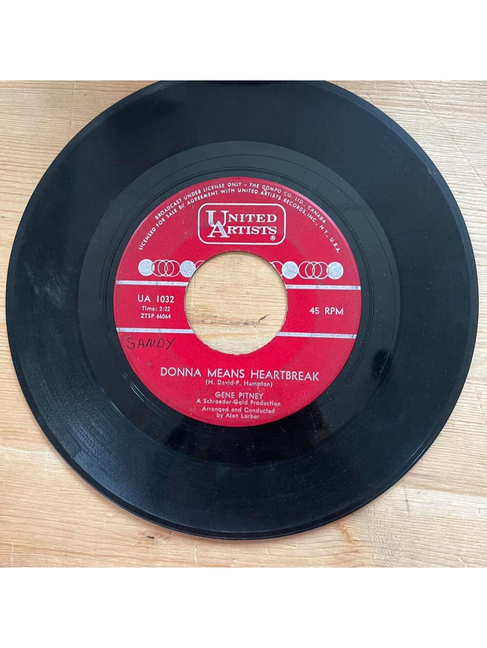 Gene Pitney - Donna means Heartbreak/True Love never runs Smooth 45rpm VG+ R20
